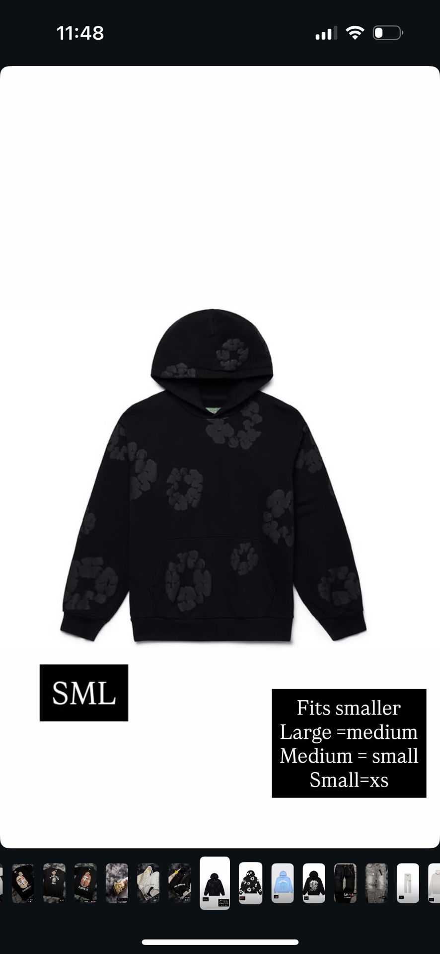 All Black Denim Tear Size S M L Fits Smaller