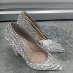 Steve Madden Sparkle Rhinestones Chunky Heels Ladies Size 7