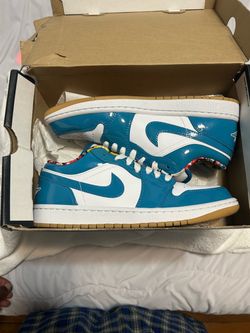 Air Jordan 1 Low Blue Patent Leather Sneakers