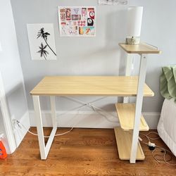office desk with shelves