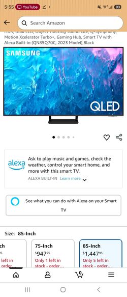 Samsung 85 inch QLED TV with remote