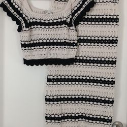 Beach Wear Clubbing Summer Vacation Crochet Crop Top Skirt Set 