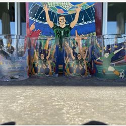 Gran Centenario Tequila Tumbler Glasses Mexican National Team Soccer Set Of 4