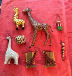 Lot of 8 Collectible Giraffes Leather Bookends Sewing Scissors Pen Petra Toy