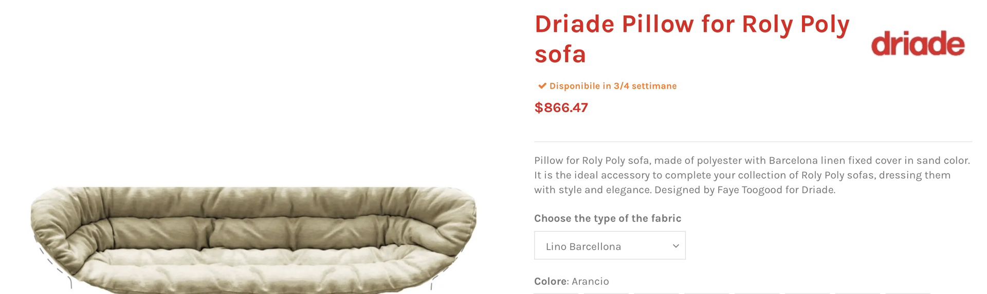 Driade Roly Poly Chair Cushion Sofa (Beige Color)