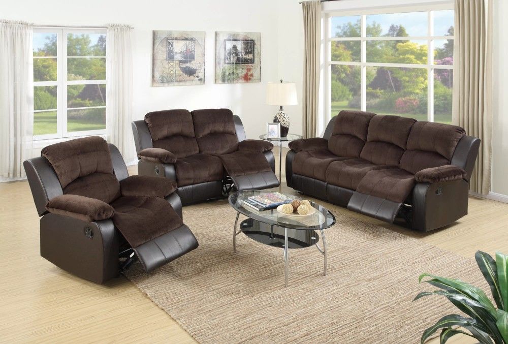 Brand New Brown 3pc Reclining Sofa Set