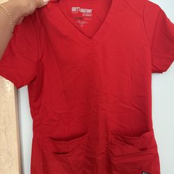 Greys Anatomy Size XS Scrub Set Red. Professional wear by Barco.