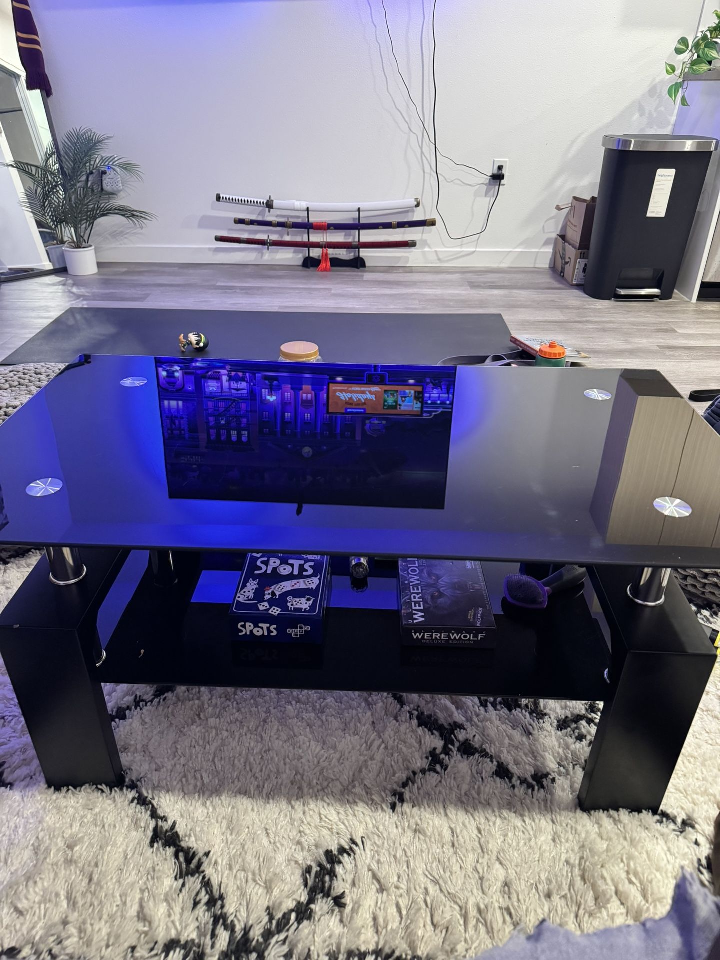 Glass Top Coffee Table – Black Frame