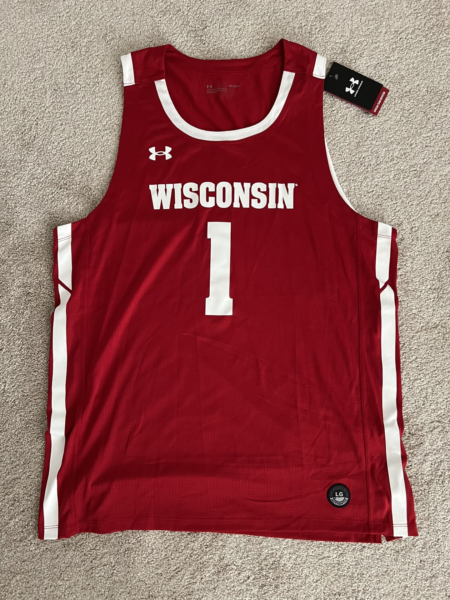 Men's Under Armour Red Wisconsin Badgers Basketball Jersey for Sale in