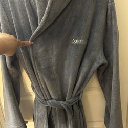 Calvin Klein plush bathrobe blue