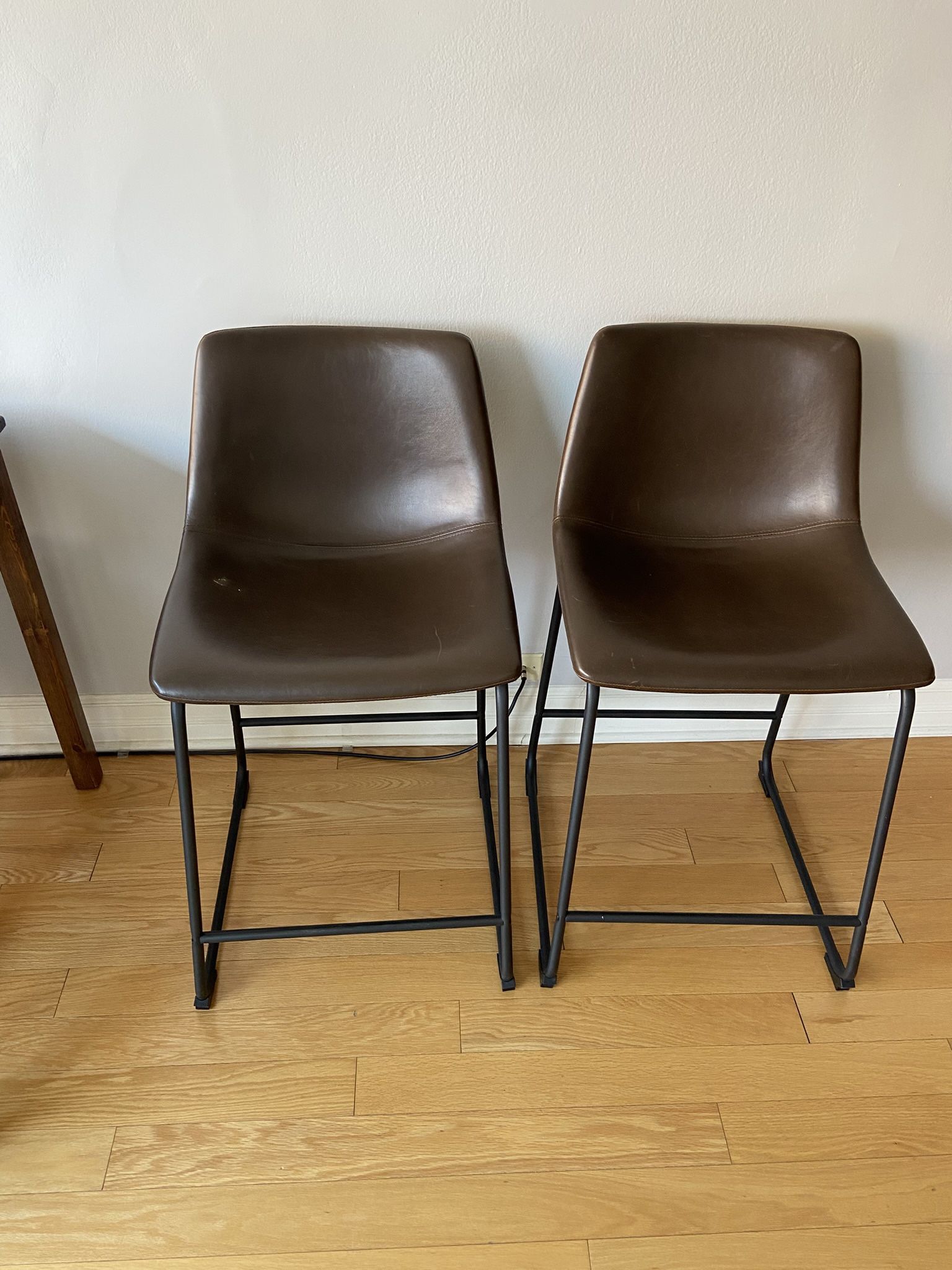 Set of 2 Counter Height BarStools - dark brown - 24” tall