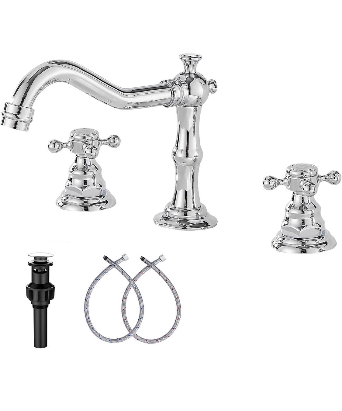 Two Handles 3 Holes 8-16 inch Widespread Bathroom Sink Faucet Chrome Basin Mixer Tap