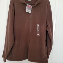 Micro Fleece Mens Xl Zip Up Jacket NEW Brown