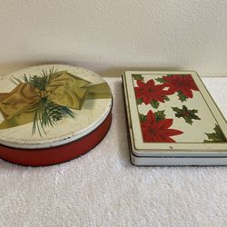 2 Vintage Christmas Tins - Round One Is Frederick & Nelson