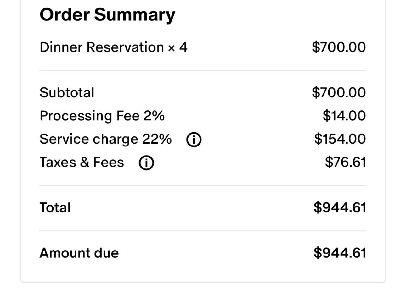Tatemo Houston Reservation for 4 - Saturday 9/13 8:00pm