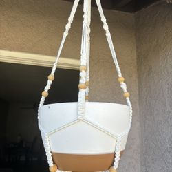 2 Macrame Plant Hanger w/ Pots 