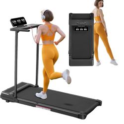 Folding Walking Pad Treadmill with Handle Bar, 3.5 HP Compact