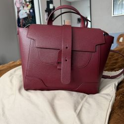 Authentic Senreve Midi Maestra Merlot Tote – Pebbled Leather + Receipt