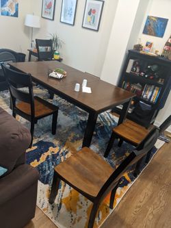 Wood dining set - expandable table & 6 chairs