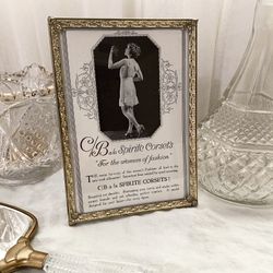 🌿 Gorgeous antique corset ad framed
