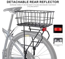 Rear Bike Rack with Basket - Bike Cargo Rack fit 26”-29” and 700c