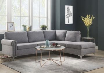 Light Grey Sectional With Metal Legs 