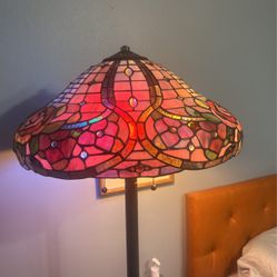 Tiffany Style  Bc Antique Stained Glass Tall Lamp