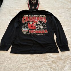 Georgia Bulldogs 2008 All-State Sugar Bowl Sweat Shirt ad Georgia Hat 