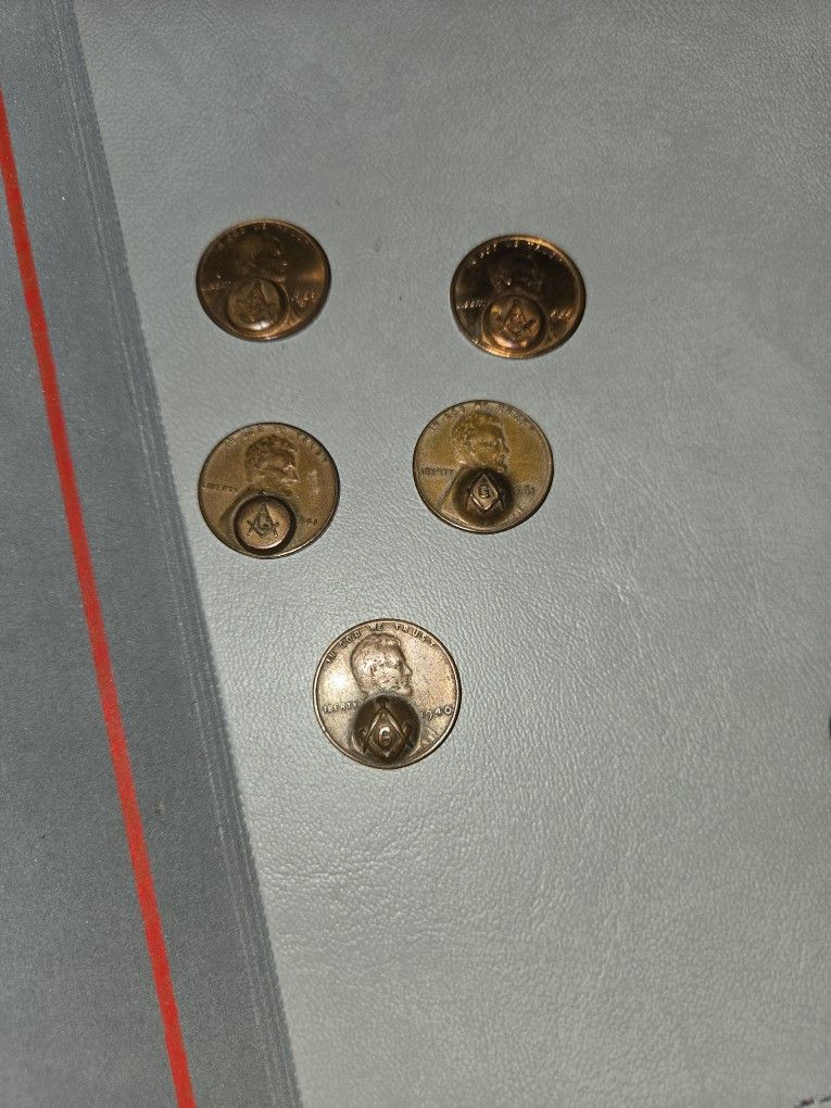 Masonic Stamped Pennies