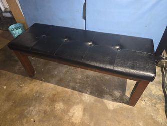 Black Faux Leather Tufted Bench 17"×47"×19"