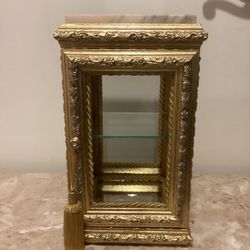 Horchow Creazioni Vintage Italy Gold Trinket Display Rococo Curio Case Cabinet
