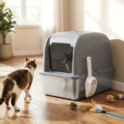 Meowant stainless  steel covered cat litter box