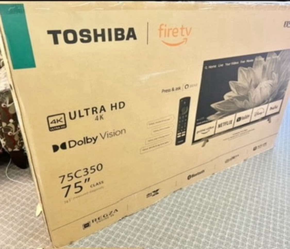 75 Toshiba Tv Smart 4k HDTV In Box 6 Month Warranty. Free Delivery