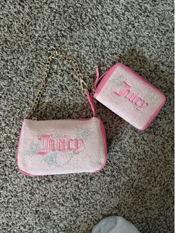 Juicy Couture Pink Velour Bag and Wallet Set