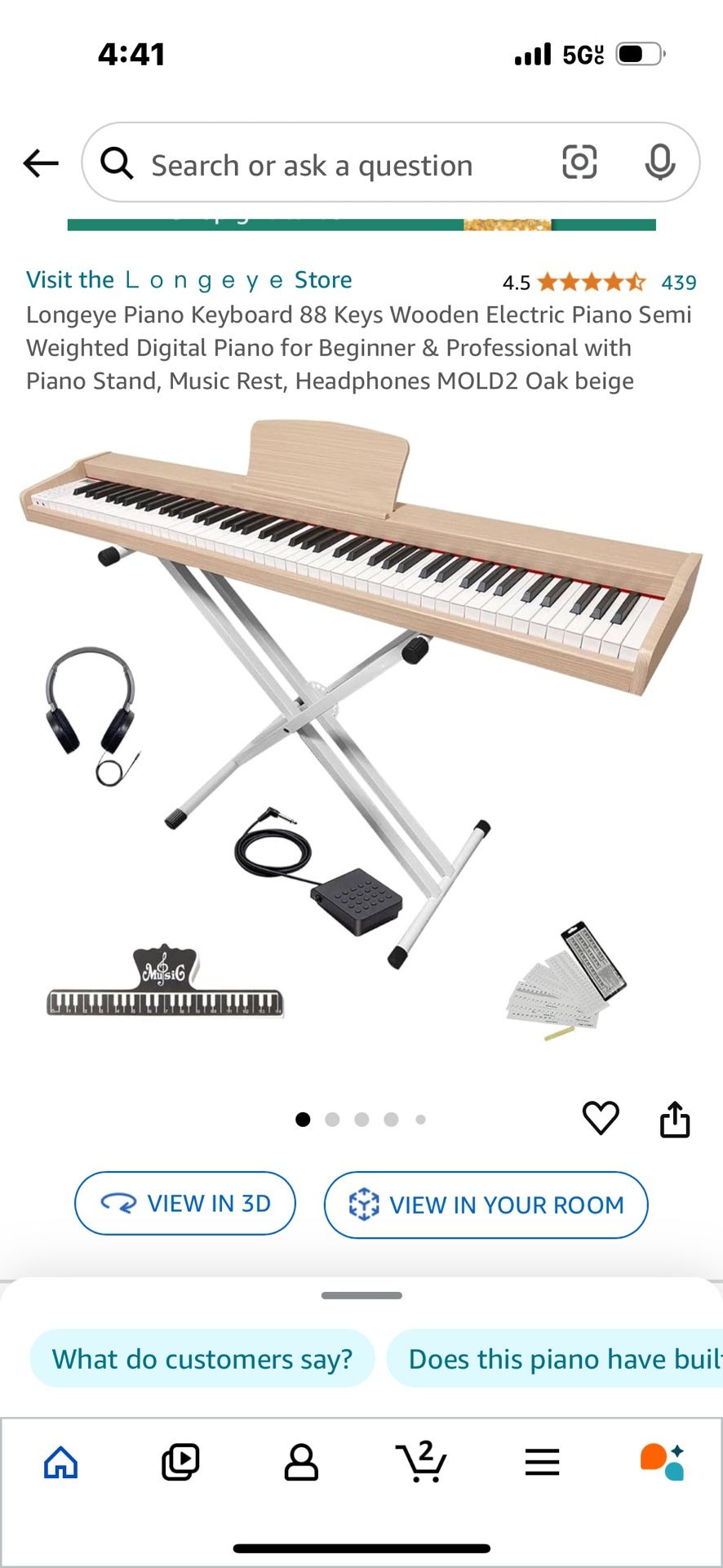 Longeye Piano Keyboard 88 Keys Wooden Electric Piano Semi Weighted Digital Piano for Beginner & Professional with Piano Stand, Music Rest, Headphones