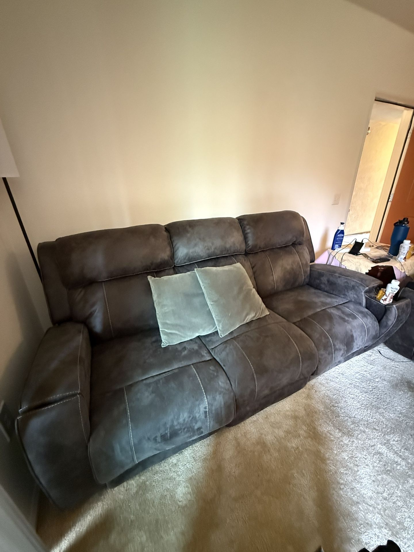 Power Reclining Sofa Charcoal Gray