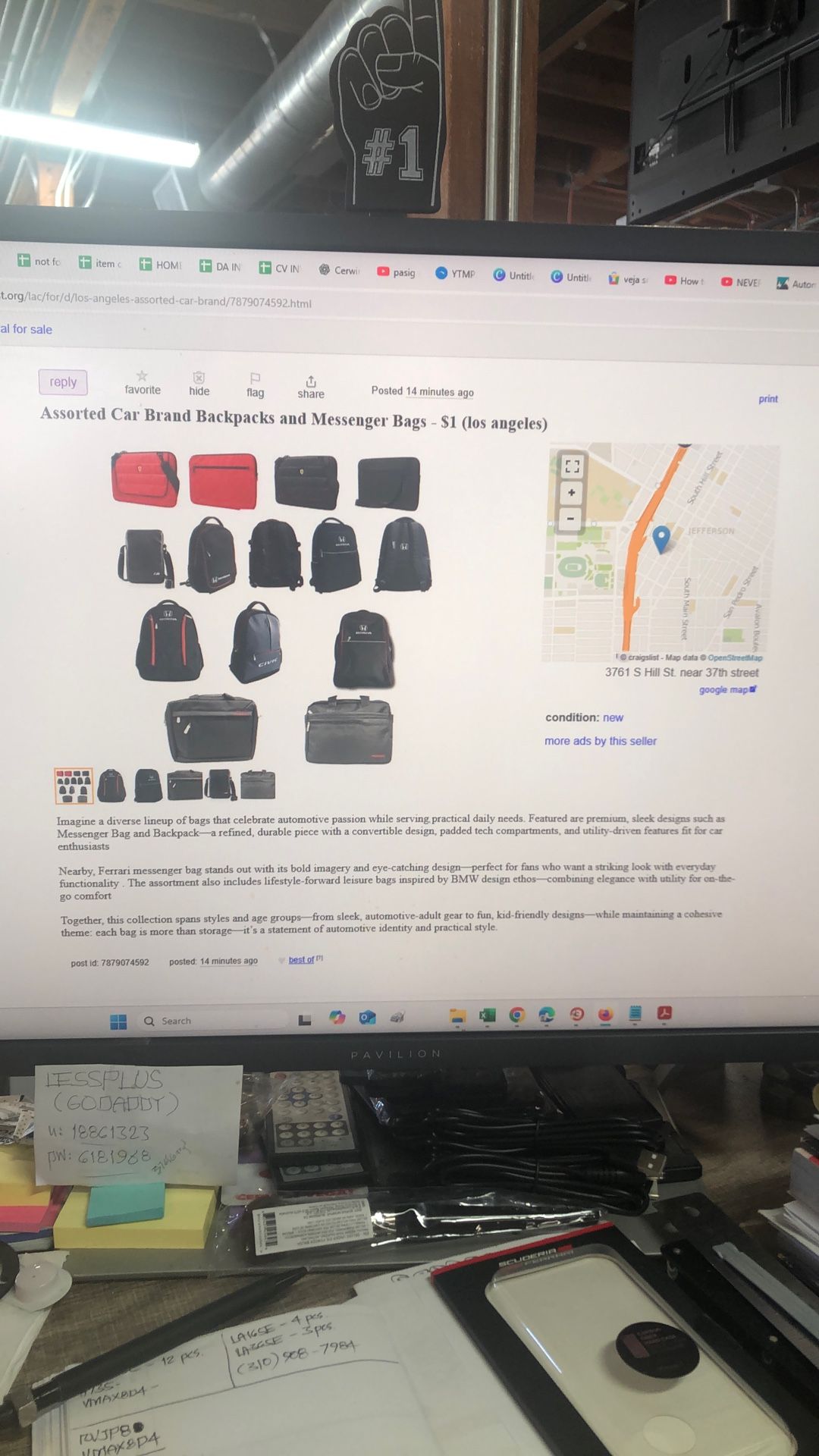 Assorted Car Brand Backpacks And Messenger Bags