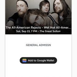 All American Rejects - 2 Tickets For Salt Lake City Show September 23