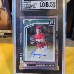 Jackson Merrill 2024 Donruss Prospect Optic Pandora Prizm Auto /25 SGC 10 /8.5
