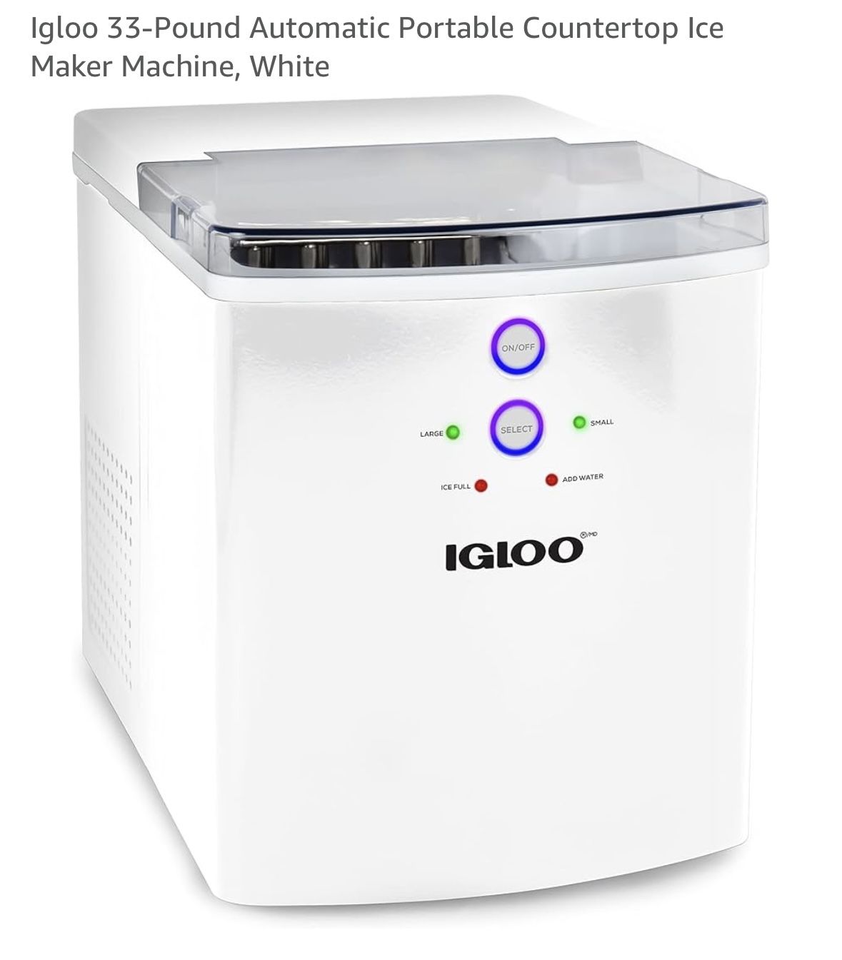 Igloo 33 Pound Automatic Ice Maker Machine Portable Countertop