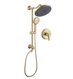 Luxury Brushed Gold Rain Shower System – 10” Shower Head + Handheld Sprayer