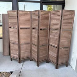 New In Box 6 Panel 67x16 Inches Each Panel Wooden Privacy Wall Home Decor Office Dorm Separation Freestanding Room Divider 