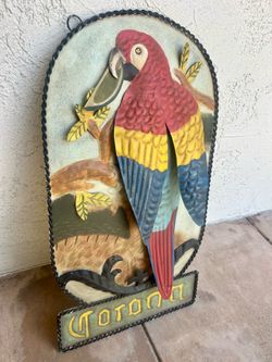 Corona Parrot hanging 3D metal bar sign