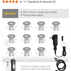 Armacost Lighting Portico 12-Volt Hardwired White Recessed Outdoor LED Light Starter Kit Metallic (10-Pack)