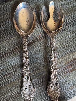 Godinger silver plated serving spoon and fork