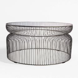 Crate and Barrel Spoke Black Graphite Metal Coffee Table