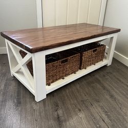Rustic X Solid Wood Farmhouse Coffee Table 