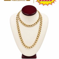 YELLOW GOLD 14KT DIAMOND CUT CURB LINK CHAIN 22”