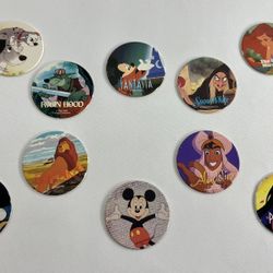 Vintage Assorted Lot of 10 Disney Themed Pogs / Milk Caps