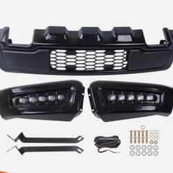 Ford Raptor Style F-150 2018-2020 Front Bumper With LED Lights Black